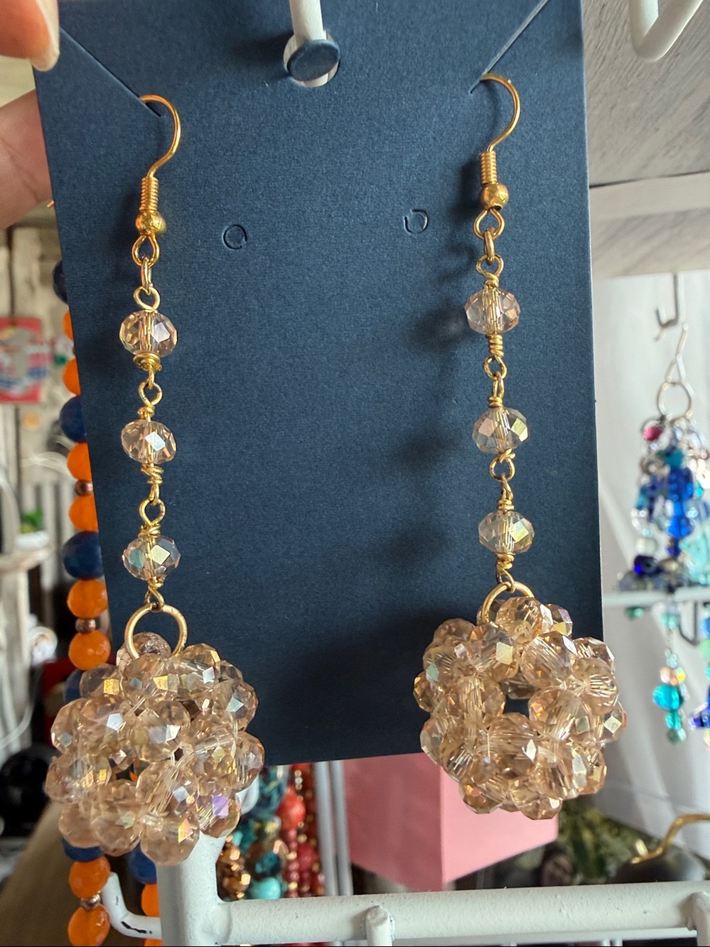 Champagne Crystal Earrings BOGO